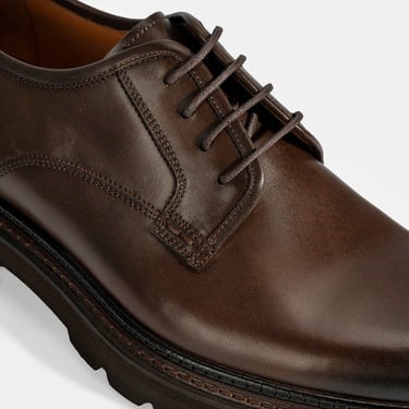  Erkek Kahve Bağcıklı Günlük Deri Ayakkabı