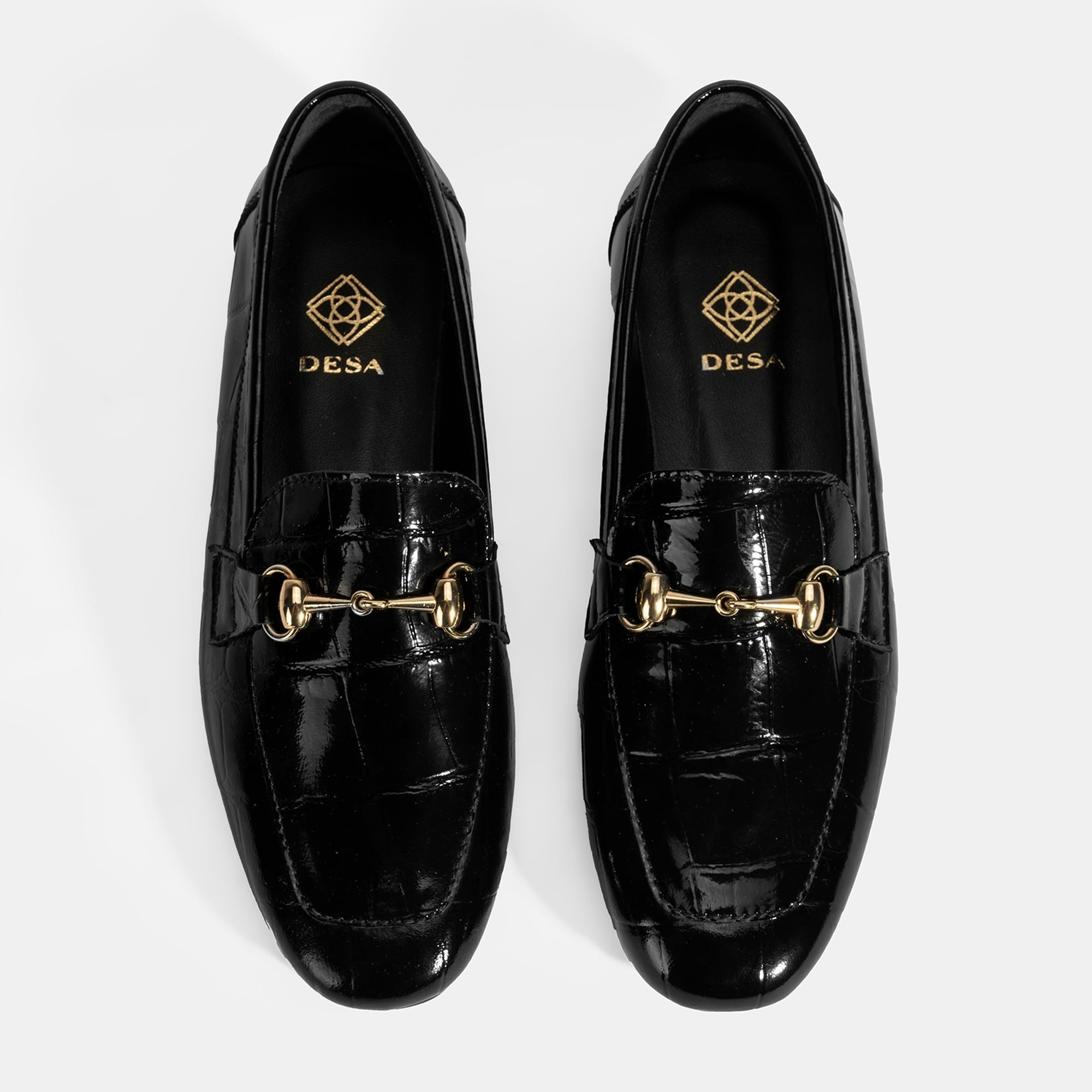 Kadın Siyah Kroko Baskılı Toka Detaylı Deri Loafer