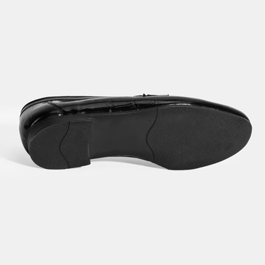  Kadın Siyah Kroko Baskılı Toka Detaylı Deri Loafer