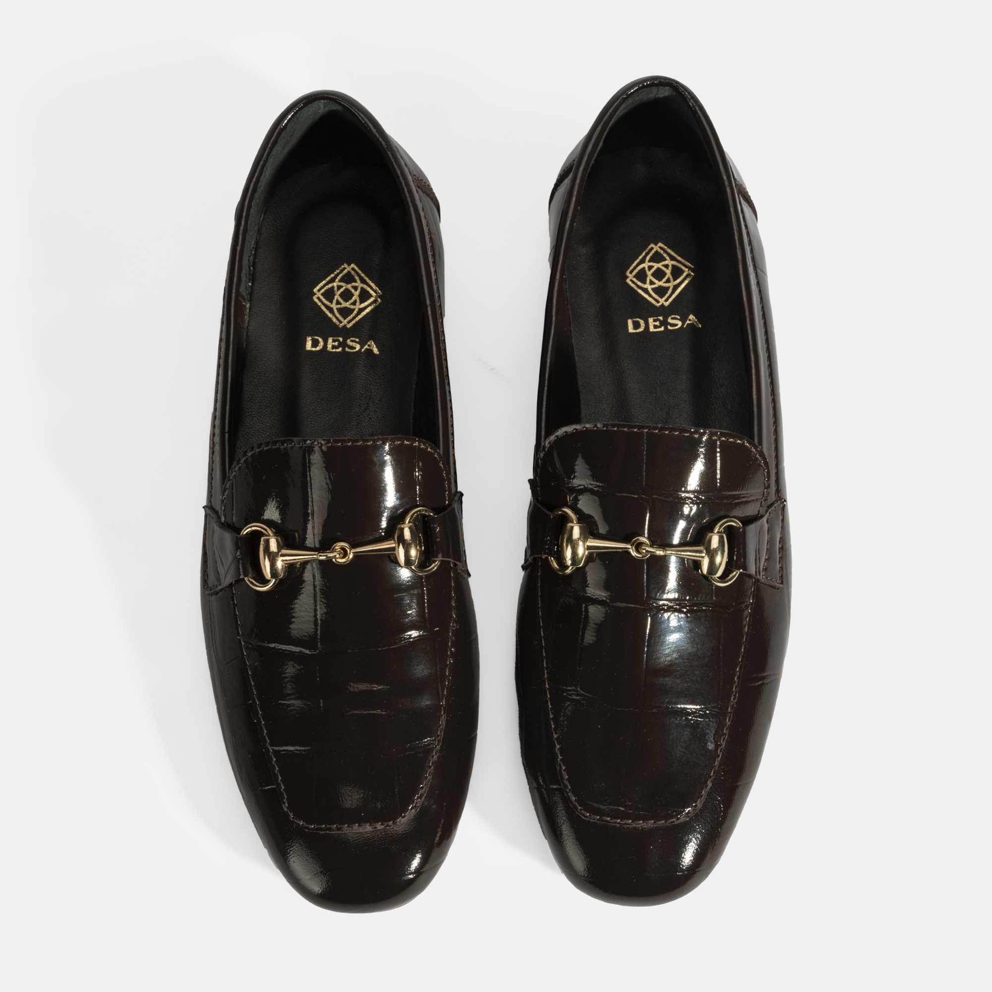 Kadın Kahve Kroko Baskılı Toka Detaylı Deri Loafer