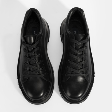  Erkek Siyah DesaComfort Bağcıklı Deri Günlük Ayakkabı