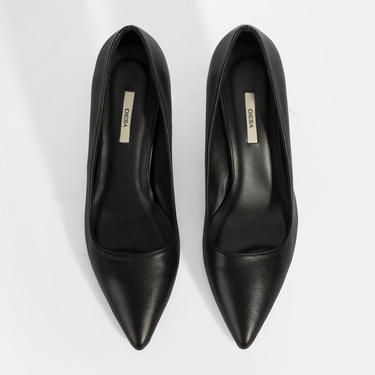  Kadın Siyah Deri Stiletto