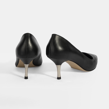  Kadın Siyah Deri Stiletto