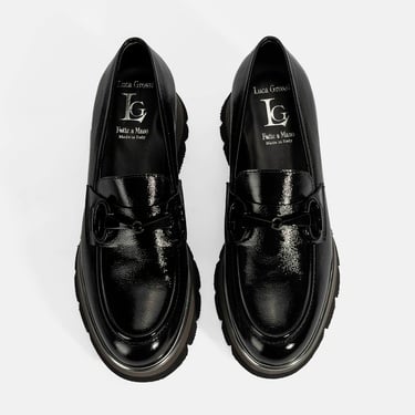  Luca Grossi Kadın Siyah Toka Detaylı Dolgu Topuklu Rugan Loafer