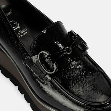  Luca Grossi Kadın Siyah Toka Detaylı Dolgu Topuklu Rugan Loafer