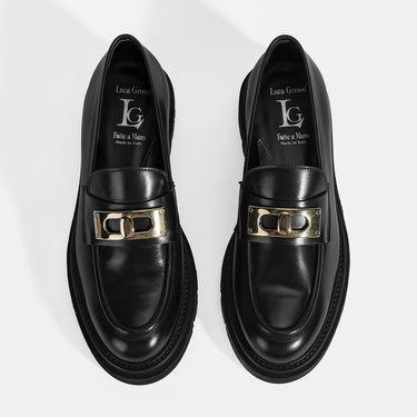  Luca Grossi Kadın Siyah Toka Detaylı Deri Loafer