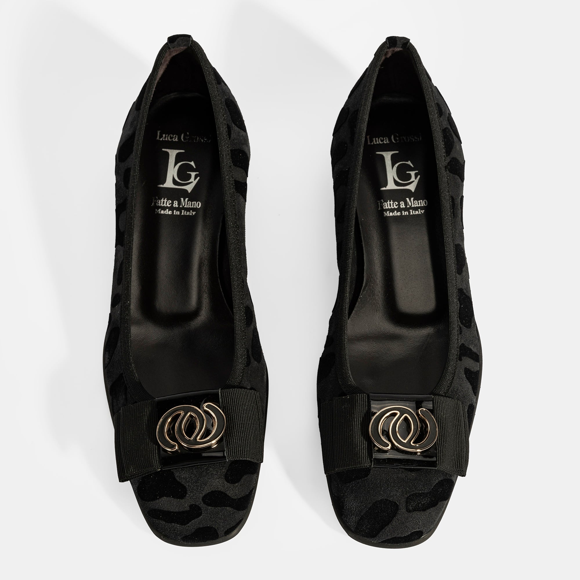 Luca Grossi Kadın Siyah Leopar Toka Detaylı Süet Babet