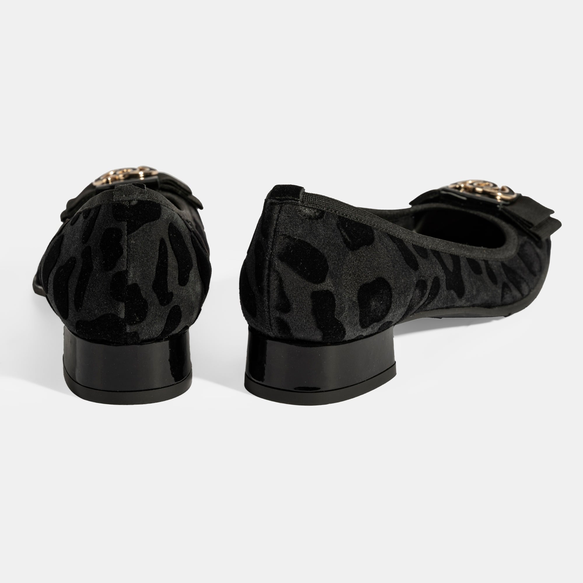 Luca Grossi Kadın Siyah Leopar Toka Detaylı Süet Babet