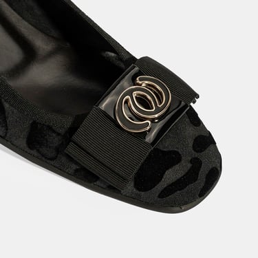  Luca Grossi Kadın Siyah Leopar Toka Detaylı Süet Babet