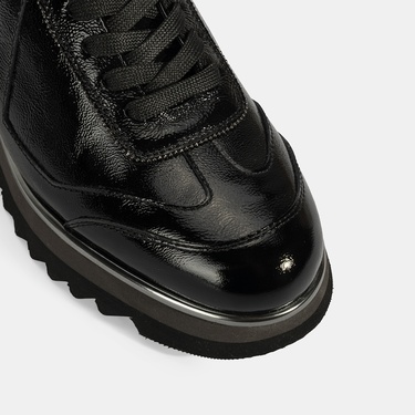  Luca Grossi Kadın Siyah Bağcıklı Rugan Spor Ayakkabı