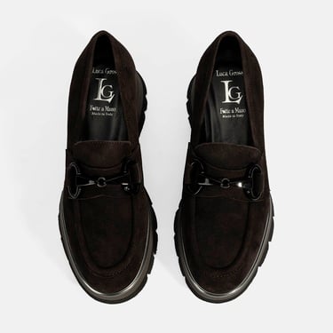  Luca Grossi Kadın Kahve Toka Detaylı Dolgu Topuklu Süet Loafer