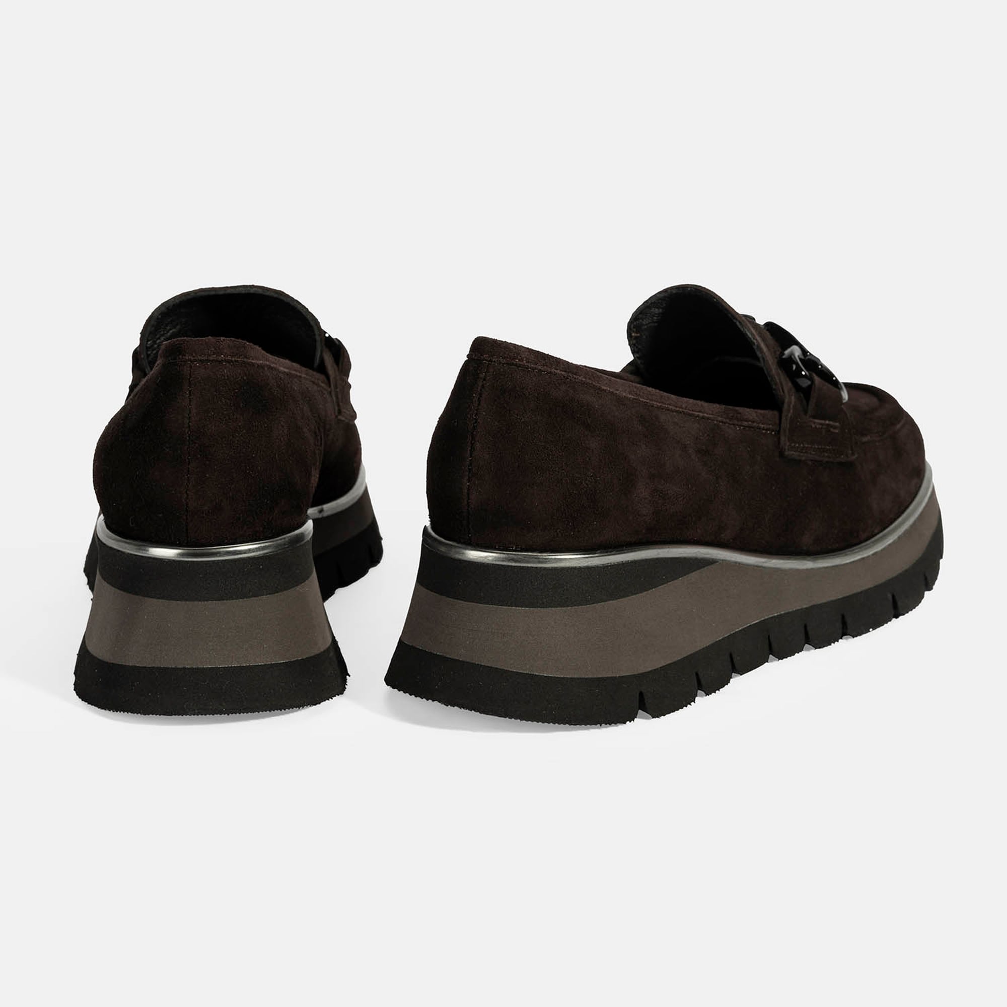 Luca Grossi Kadın Kahve Toka Detaylı Dolgu Topuklu Süet Loafer