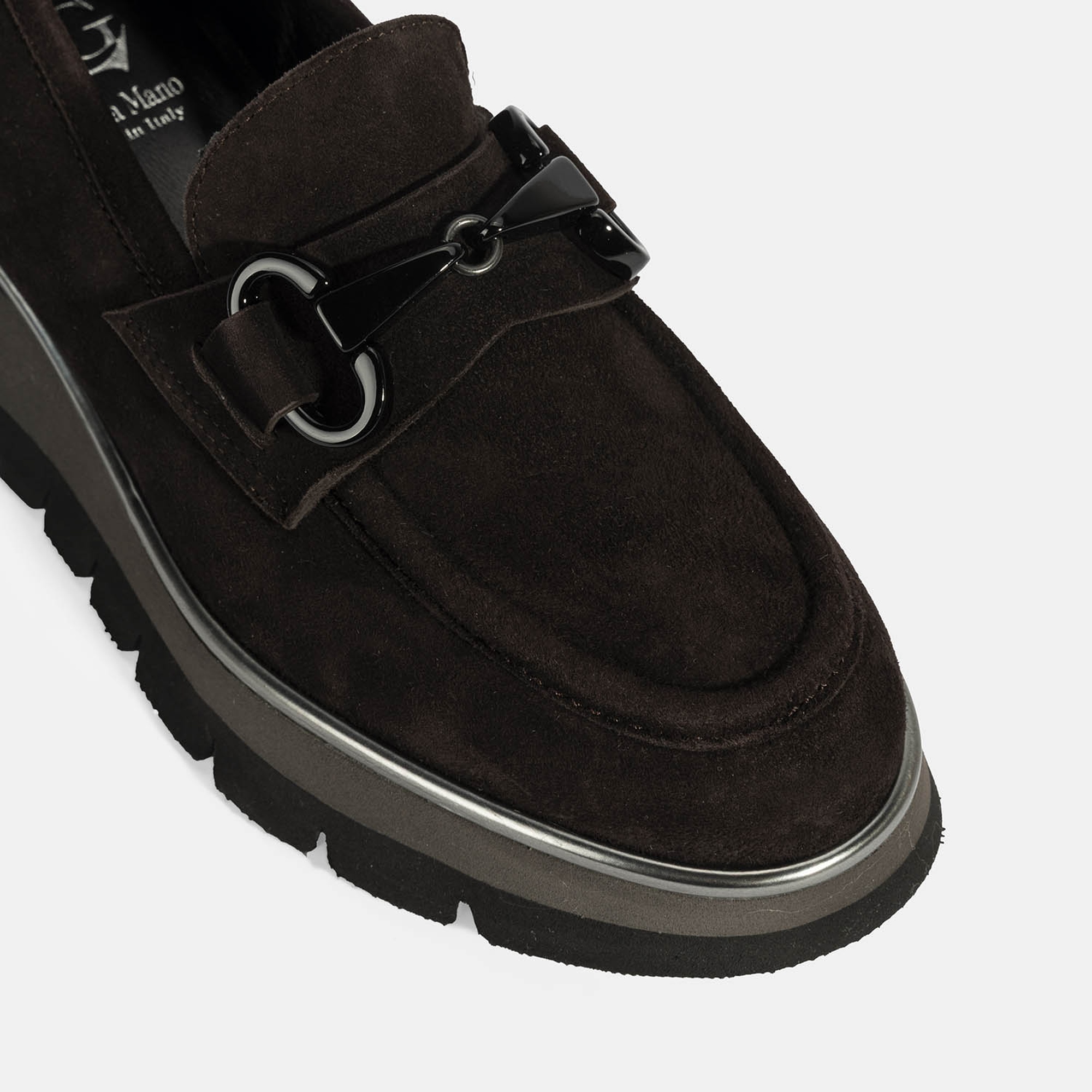 Luca Grossi Kadın Kahve Toka Detaylı Dolgu Topuklu Süet Loafer