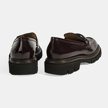  Luca Grossi Kadın Bordo Toka Detaylı Rugan Loafer