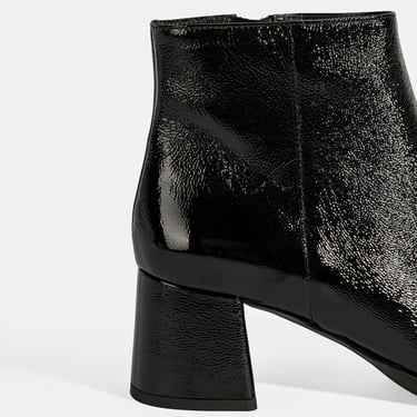  Luca Grossi Kadın Siyah Fermuarlı Topuklu Rugan Bot