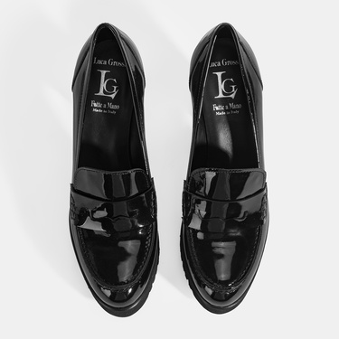  Luca Grossi Kadın Siyah Topuklu Rugan Klasik Ayakkabı