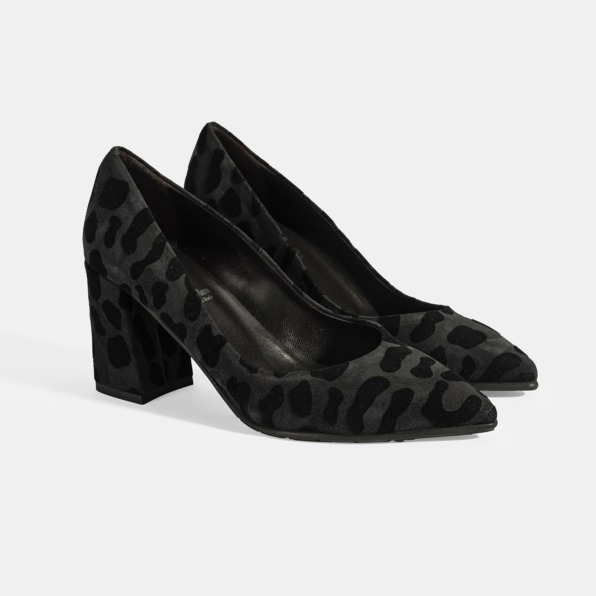 Luca Grossi Kadın Siyah Leopar Topuklu Süet Klasik Ayakkabı