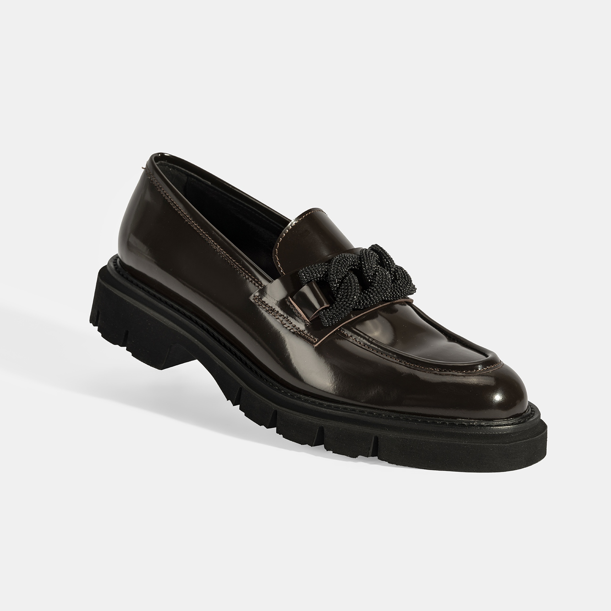 Luca Grossi Kadın Kahve Toka Detaylı Deri Loafer