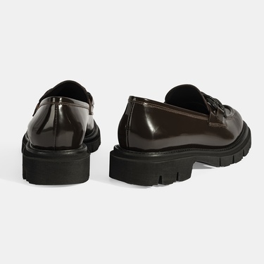  Luca Grossi Kadın Kahve Toka Detaylı Deri Loafer