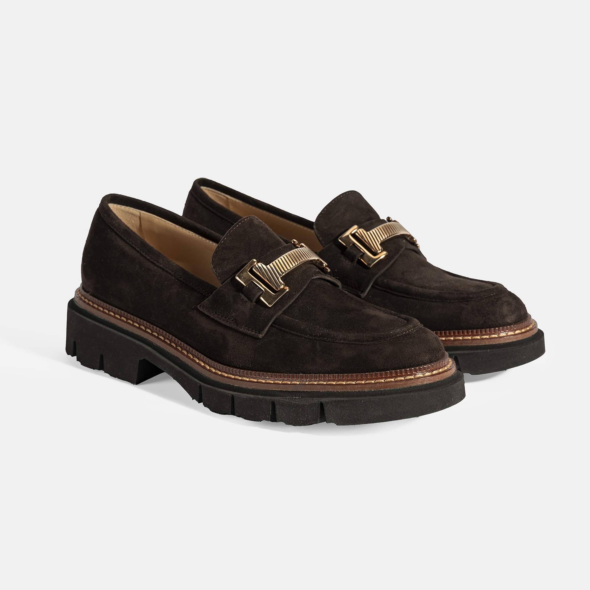 Luca Grossi Kadın Kahve Toka Detaylı Süet Loafer