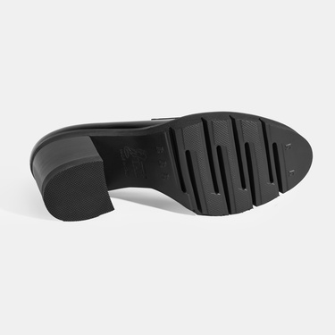  Luca Grossi Kadın Siyah Toka Detaylı Topuklu Rugan Loafer