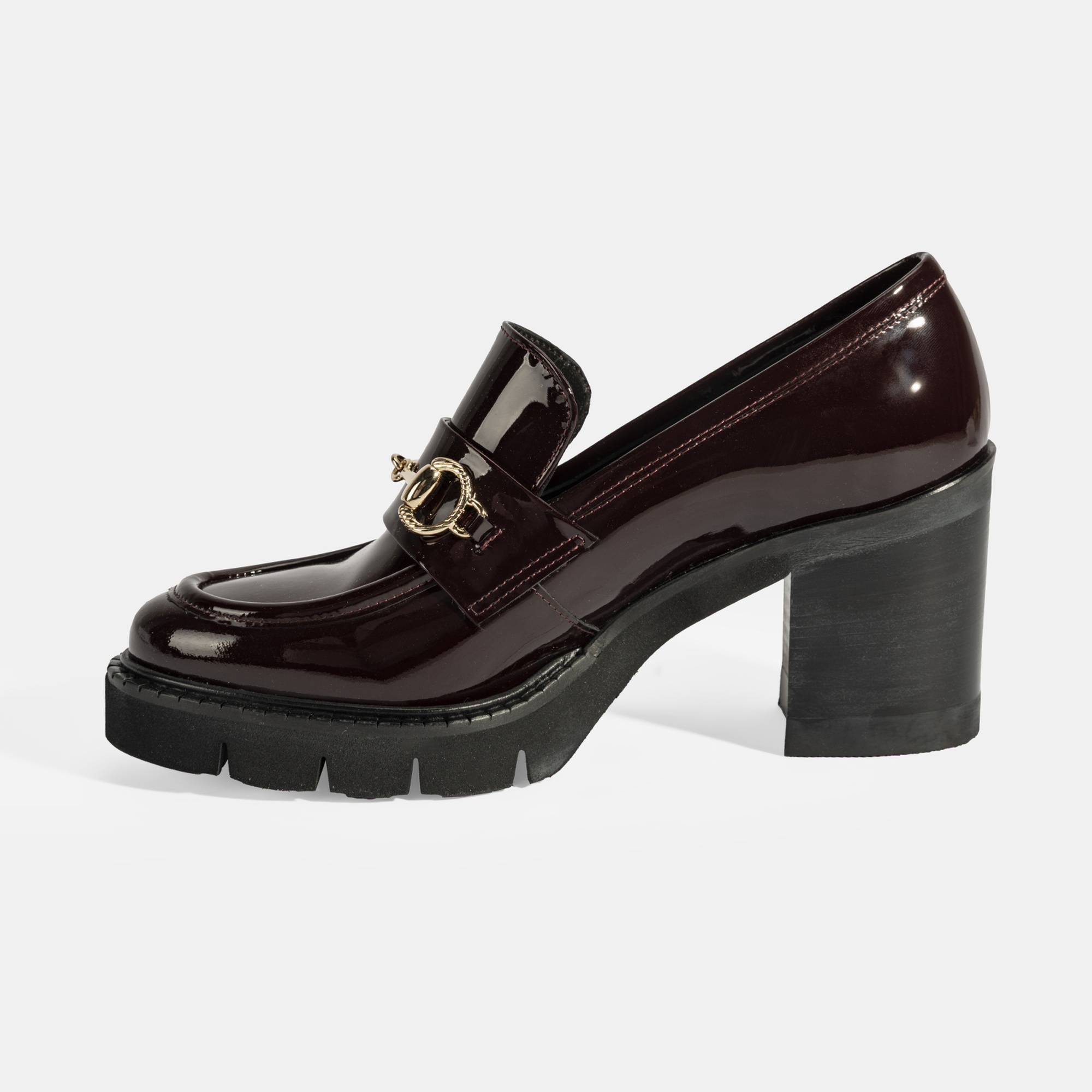 Luca Grossi Kadın Bordo Toka Detaylı Topuklu Rugan Loafer