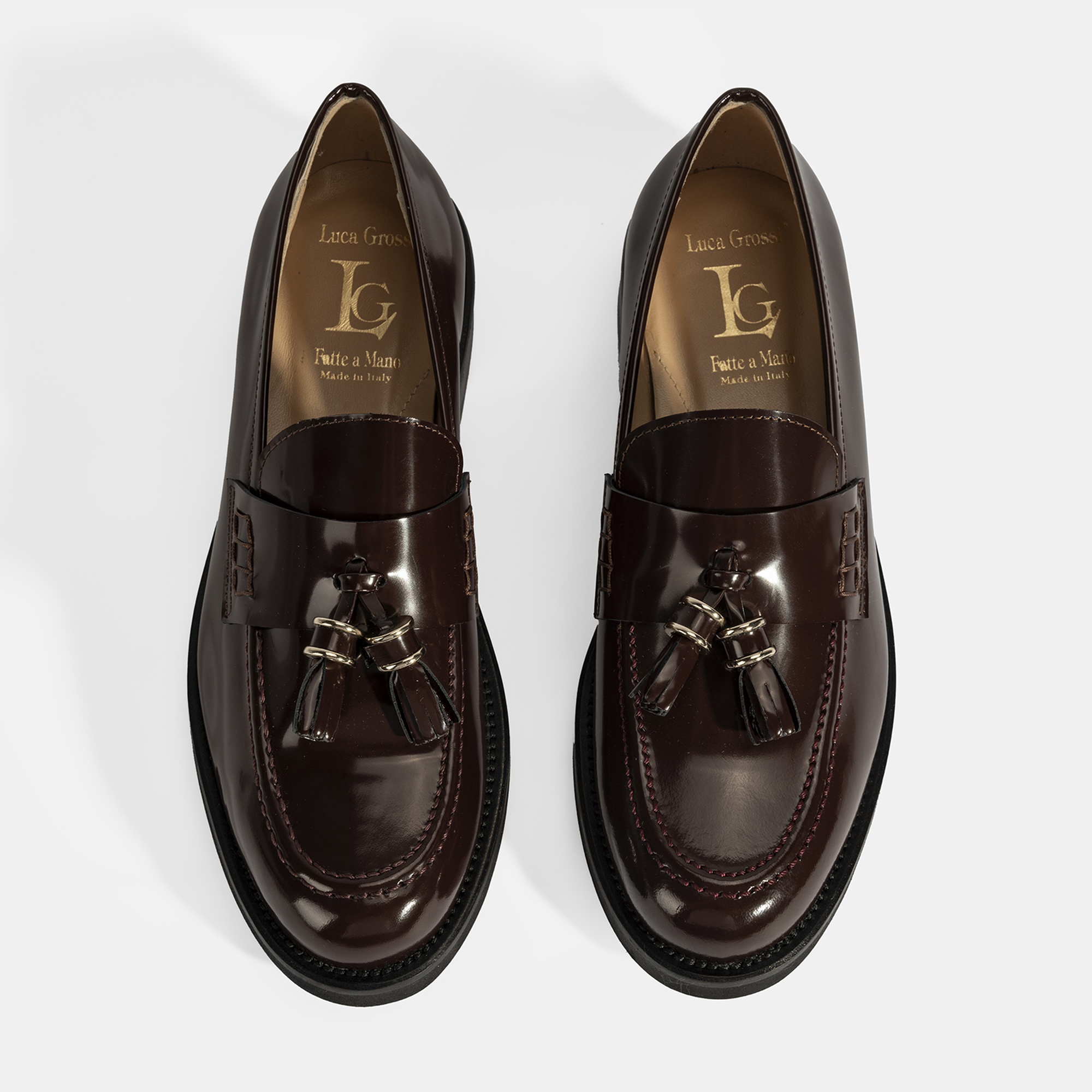 Luca Grossi Kadın Bordo Püskül Detaylı Deri Loafer