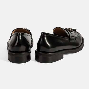  Luca Grossi Kadın Siyah Püskül Detaylı Deri Loafer