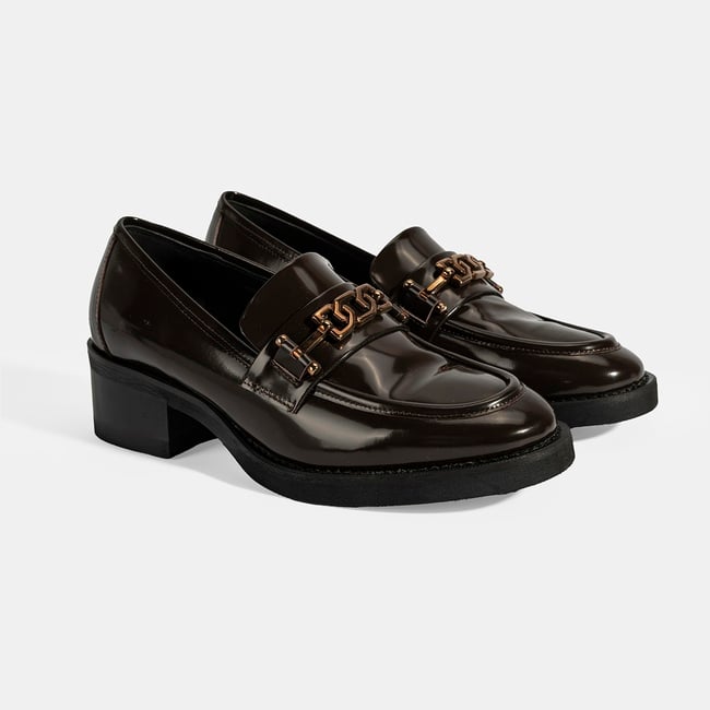  Luca Grossi Kadın Kahve Toka Detaylı Deri Loafer