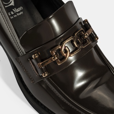  Luca Grossi Kadın Kahve Toka Detaylı Deri Loafer