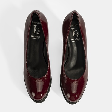  Luca Grossi Kadın Bordo Platform Topuklu Rugan Ayakkabı