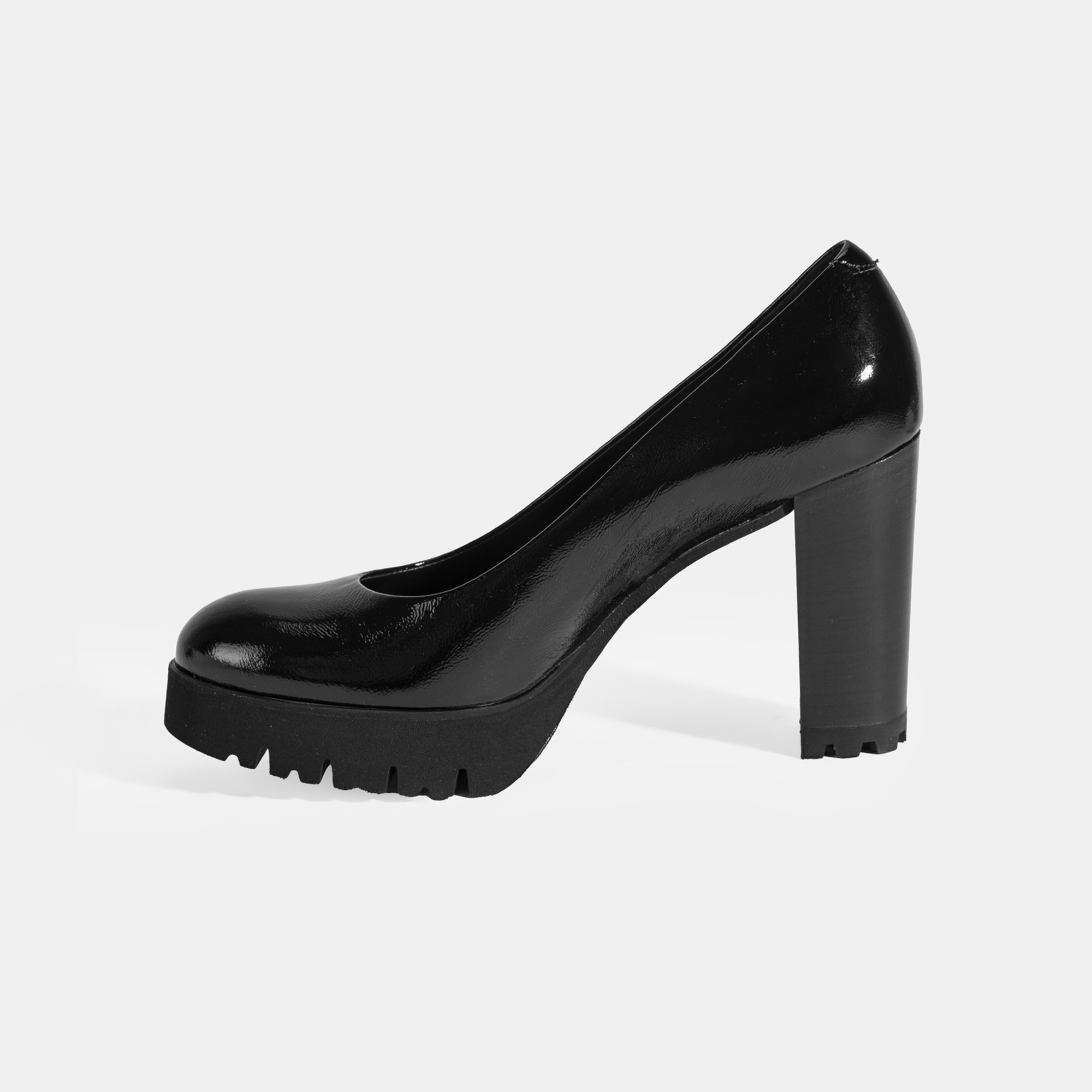 Luca Grossi Kadın Siyah Platform Topuklu Rugan Ayakkabı