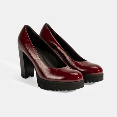  Luca Grossi Kadın Bordo Platform Topuklu Rugan Ayakkabı