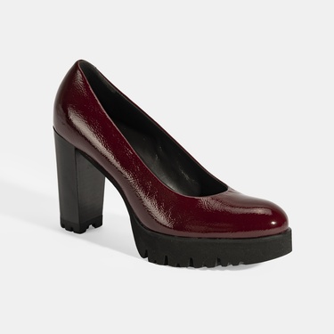  Luca Grossi Kadın Bordo Platform Topuklu Rugan Ayakkabı