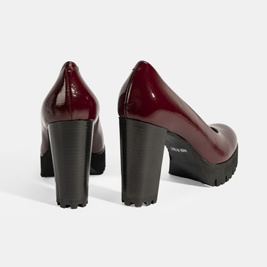  Luca Grossi Kadın Bordo Platform Topuklu Rugan Ayakkabı