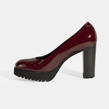  Luca Grossi Kadın Bordo Platform Topuklu Rugan Ayakkabı