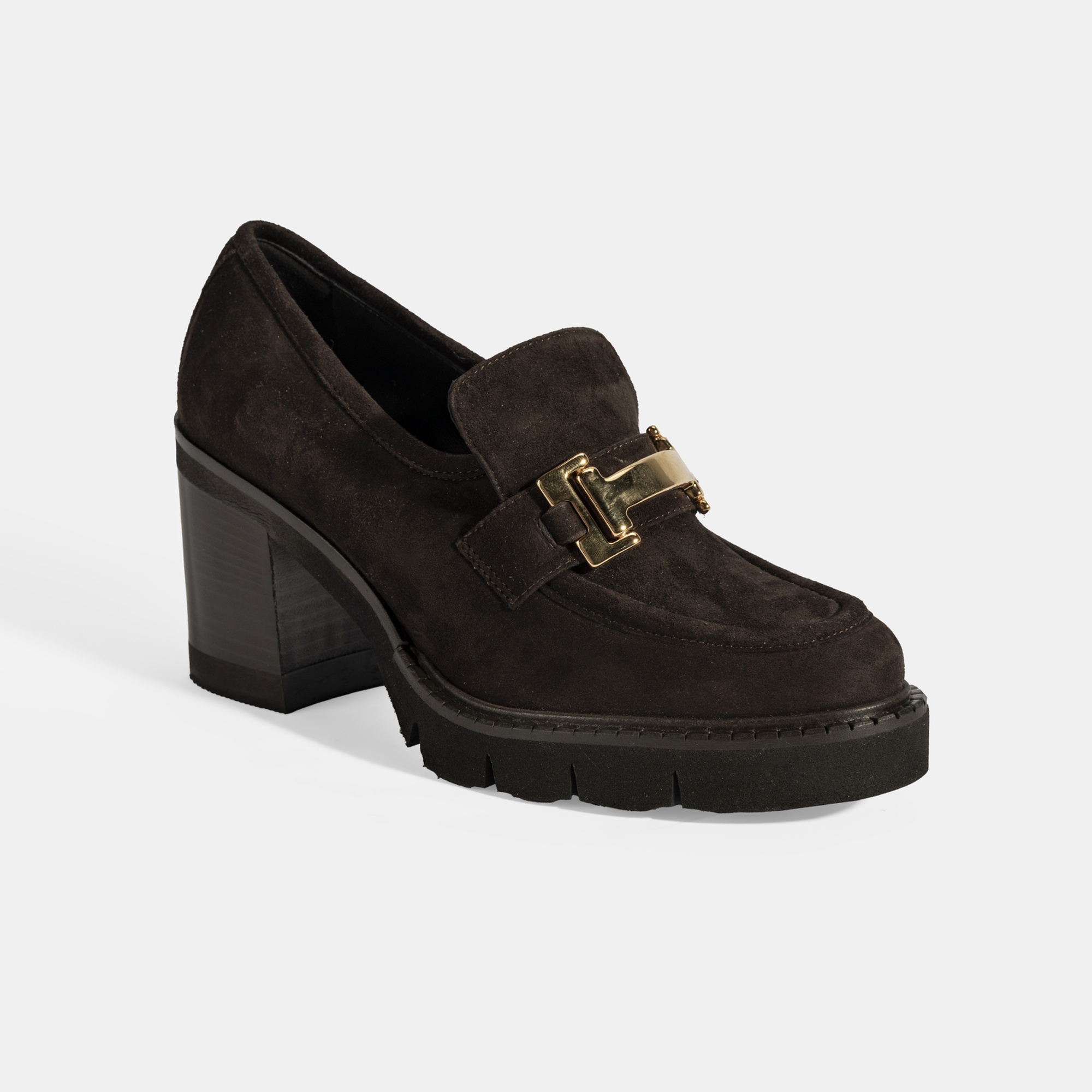 Luca Grossi Kadın Kahve Toka Aksesuarlı Topuklu Süet Loafer