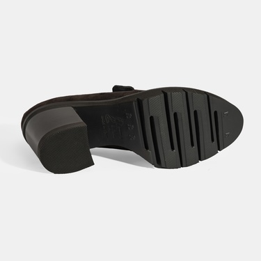  Luca Grossi Kadın Kahve Toka Aksesuarlı Topuklu Süet Loafer