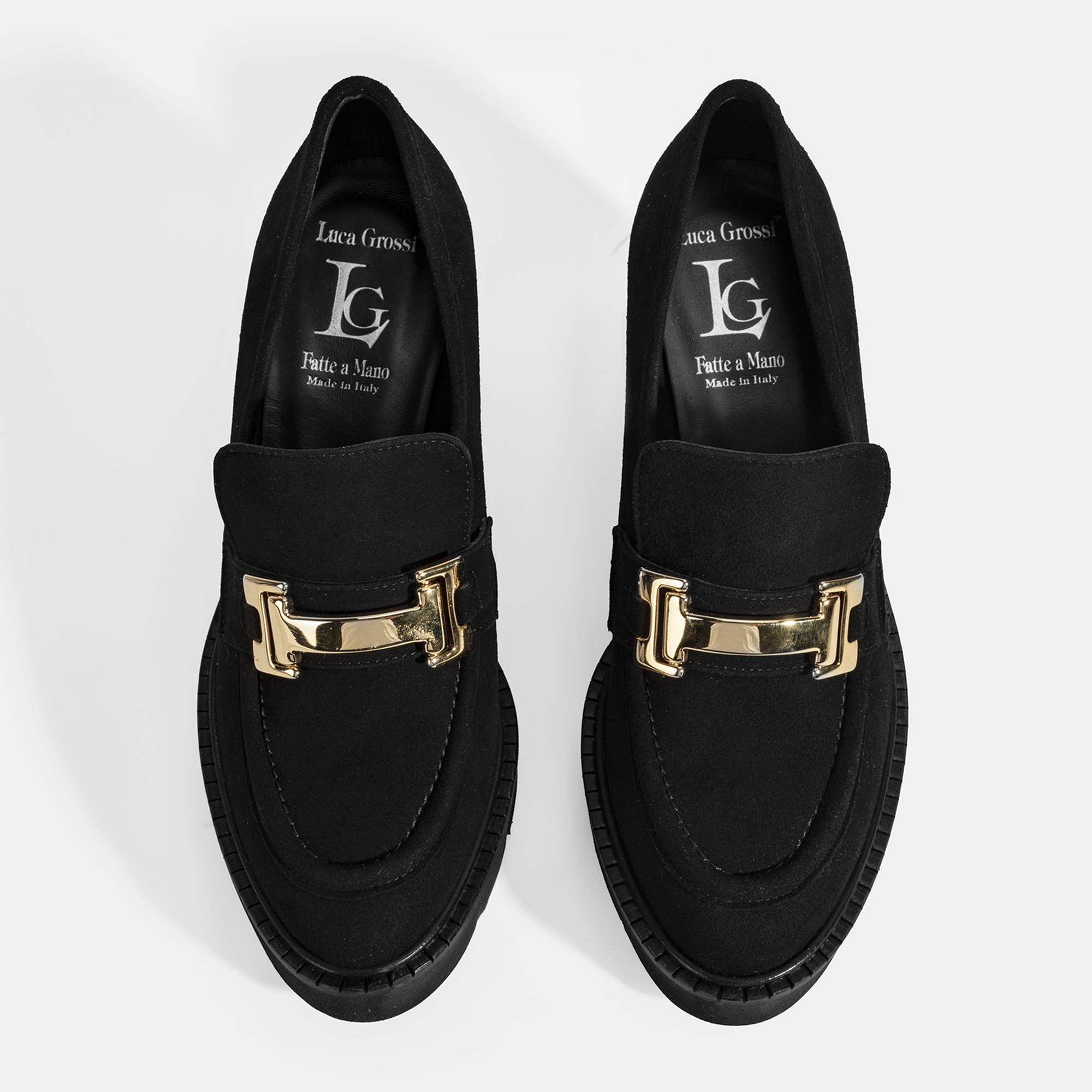 Luca Grossi Kadın Siyah Toka Aksesuarlı Topuklu Süet Loafer