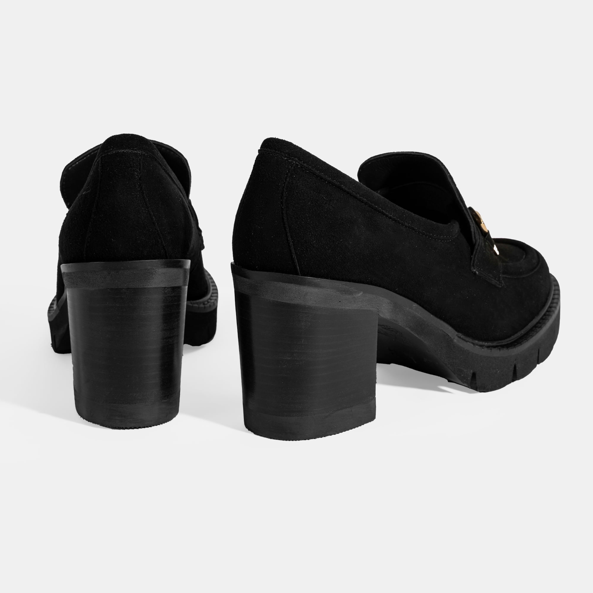 Luca Grossi Kadın Siyah Toka Aksesuarlı Topuklu Süet Loafer