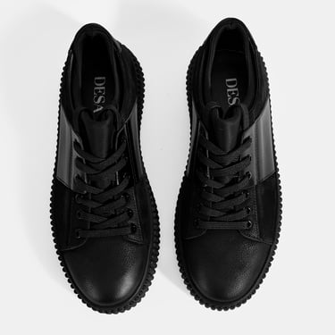  Erkek Siyah Bağcıklı Deri Spor Ayakkabı