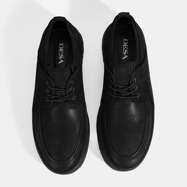  Erkek Siyah Bağcıklı Nubuk Deri Günlük Ayakkabı