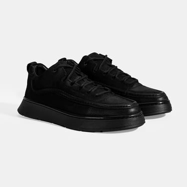  Erkek Siyah Bağcıklı Nubuk Deri Günlük Ayakkabı