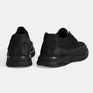  Erkek Siyah Bağcıklı Nubuk Deri Spor Ayakkabı