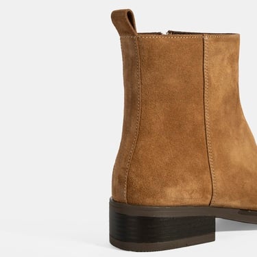  Kadın Taba Fermuarlı Süet Deri Bot
