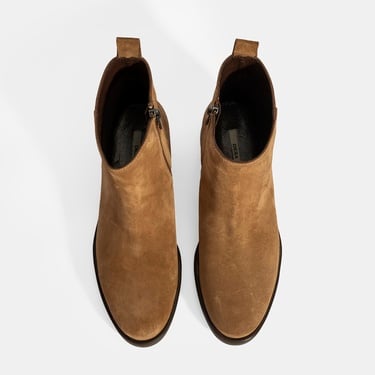  Kadın Taba Fermuarlı Süet Deri Bot