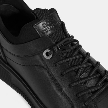  Erkek Siyah DesaComfort Bağcıklı Deri Günlük Ayakkabı