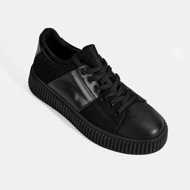  Erkek Siyah Bağcıklı Deri Spor Ayakkabı