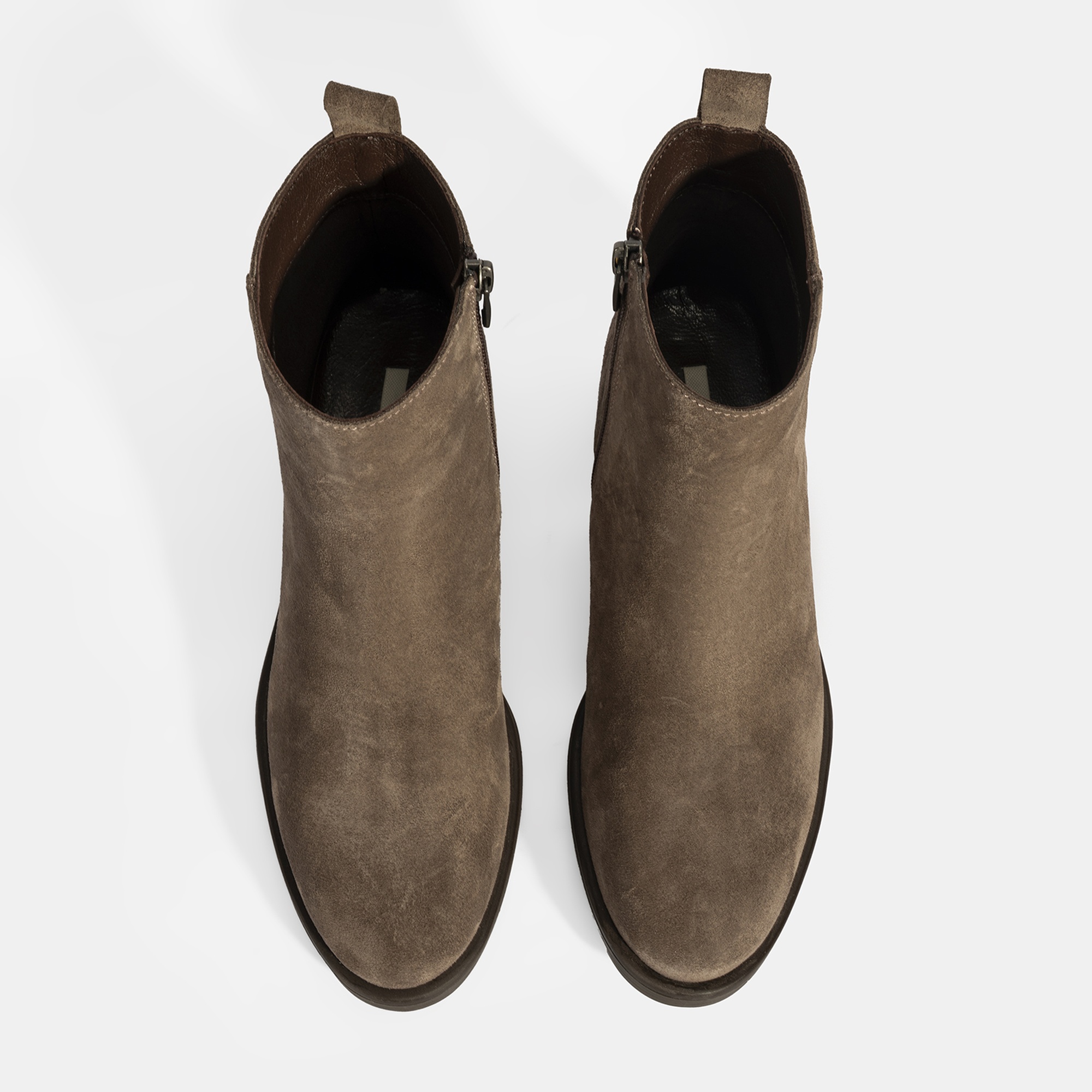 Kadın Kahve Fermuarlı Süet Deri Bot