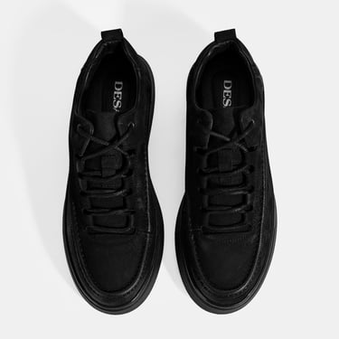  Erkek Siyah Bağcıklı Nubuk Deri Günlük Ayakkabı